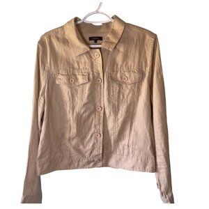 Quince Women's 100% European Linen Jacket Color Flax Size L Sustainable Minimal